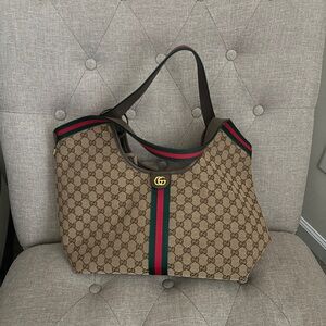 GG Giglio Tote with Green and Red Stripe